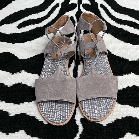 Lucky Brand Feray Titanium Flat Sandals Size 8 - Picture 9 of 16